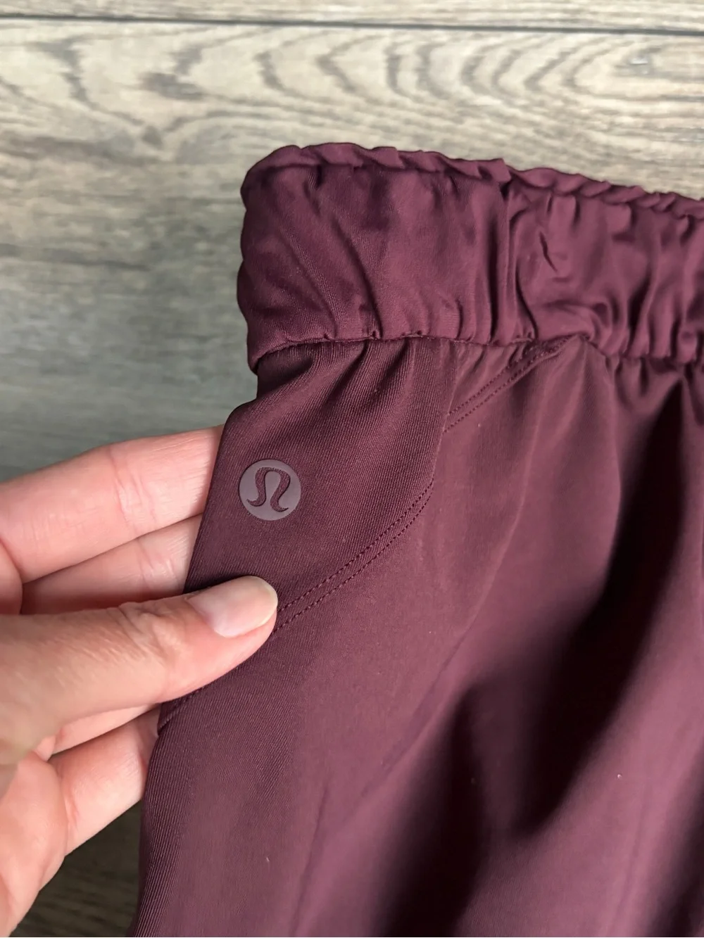 Lululemon Keep Moving Pant High Rise Drawstring Burgundy Wine Cassis Sz 10